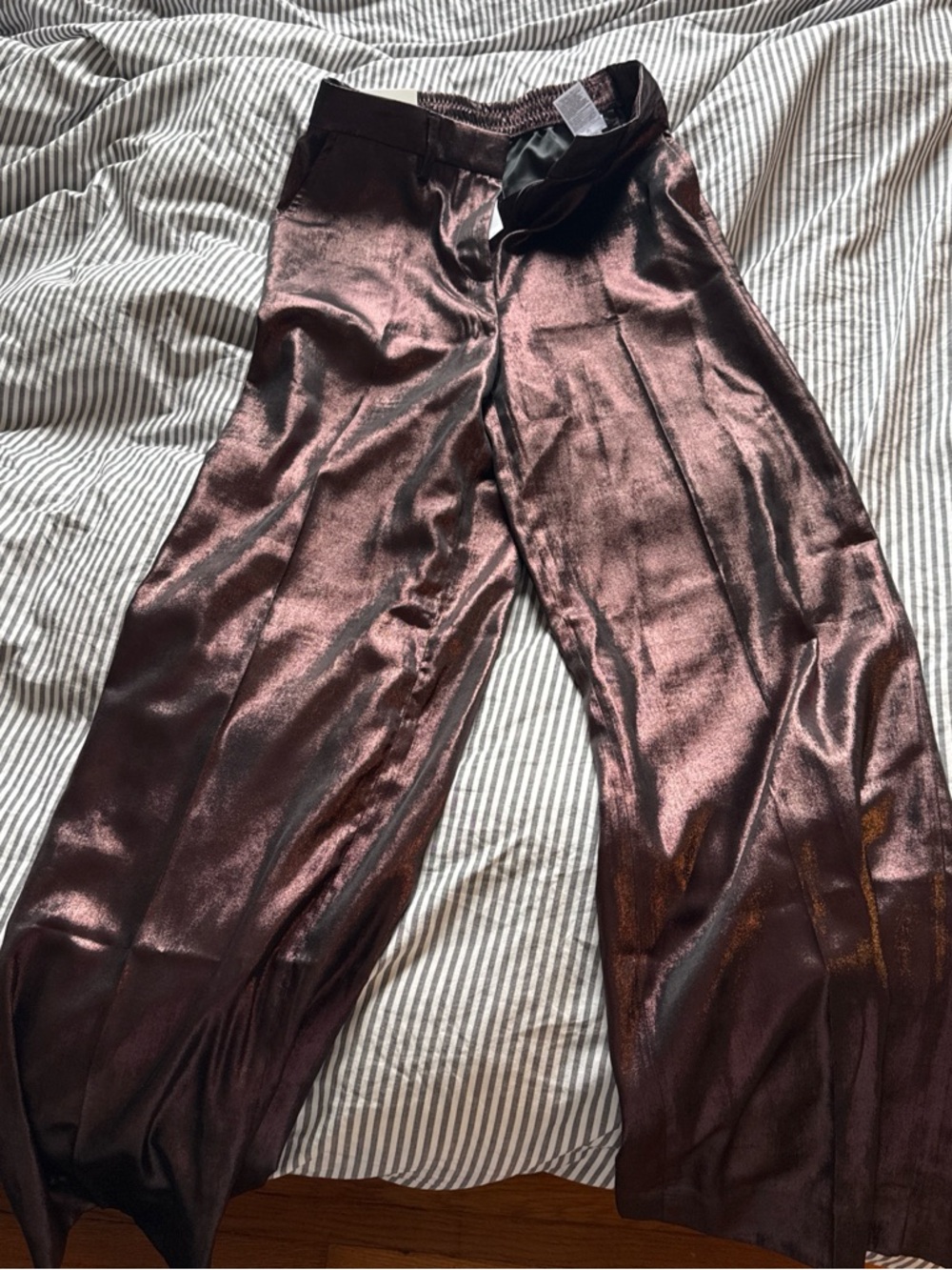 Banana Republic Metallic Plum Wide-Leg Trousers